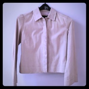 light-colored suede jacket